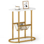 2-Tier Narrow Side Table with Magazine Holder for Living Room Bedroom