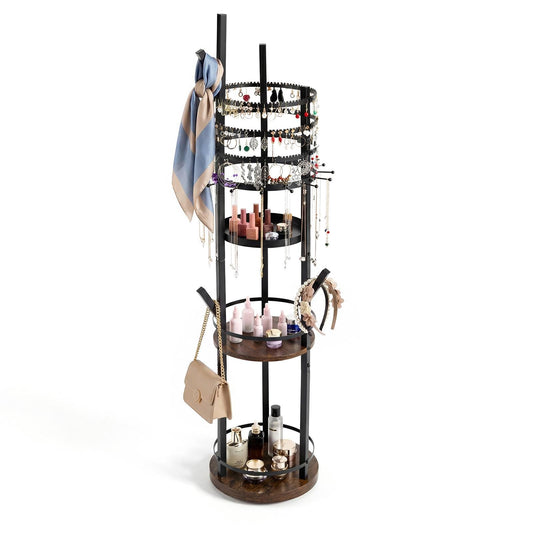 Jewelry Organizer Stand, 360° Rotating Floor Standing Jewelry Storage Rack