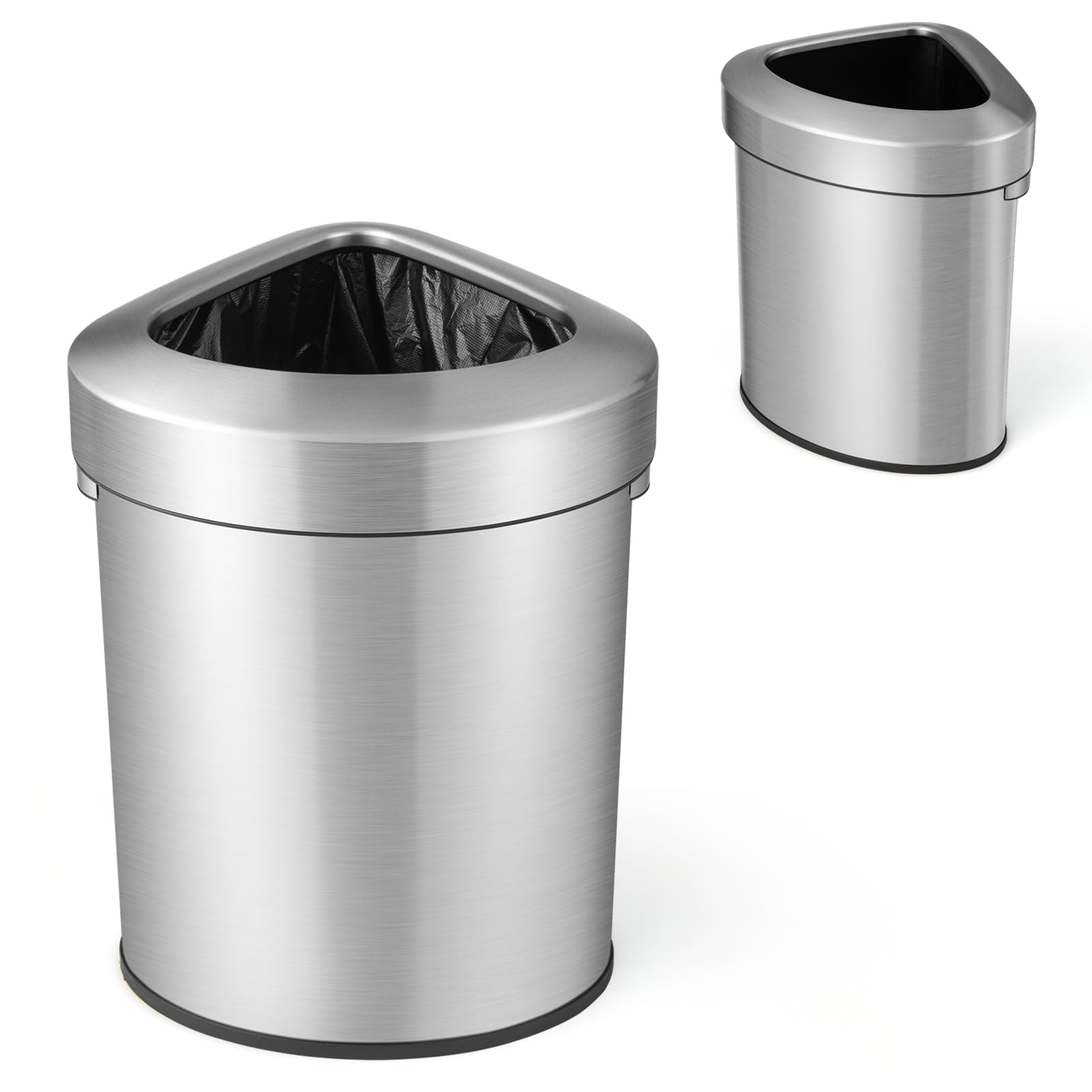 GiantexUK 60L Corner Trash Bin, Fan-shaped Kitchen Rubbish Bin with Ha