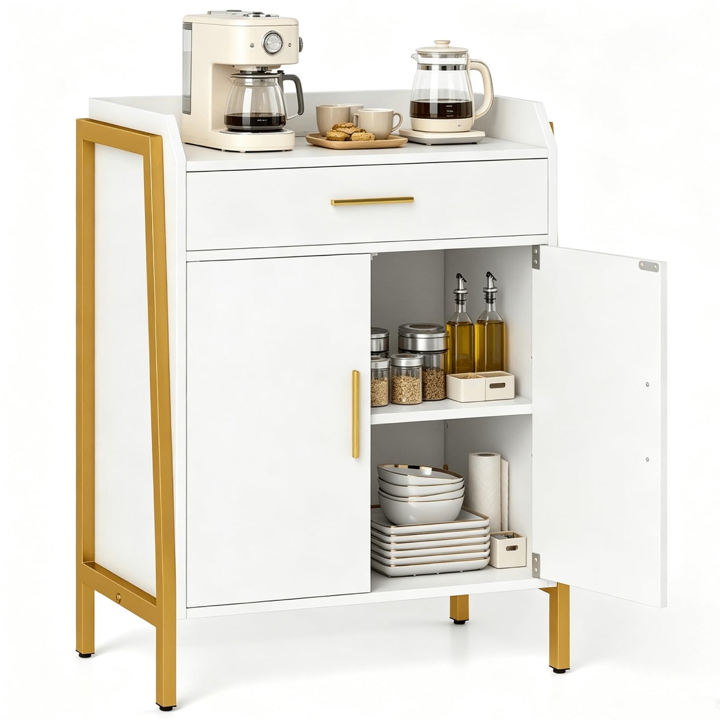 Storage Cabinet, 2 Door Buffet Sideboard with Adjustable Shelf