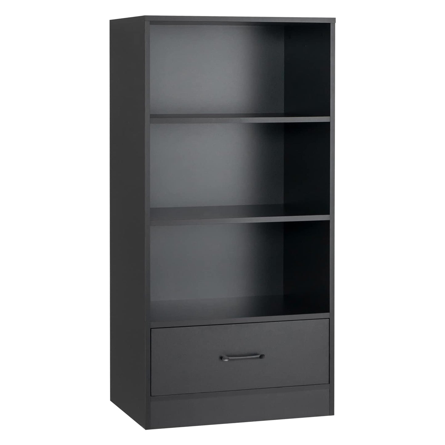 Wooden Storage Bookshelf Cabinet with 3 Tier Open Shelves and Drawer