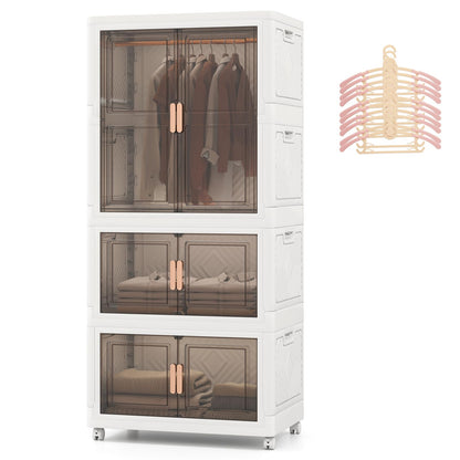 421L Foldable Portable Wardrobe with 10 Retractable Hangers