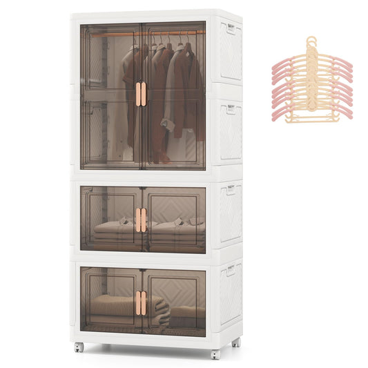 421L Foldable Portable Wardrobe with 10 Retractable Hangers