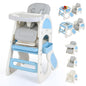 Convertible Baby High Chair with Double-layer Tray and Adjustable Backrest