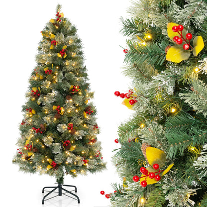 Pre-Lit Artificial Christmas Tree with 453 PVC and 230 Warm White LED Lights