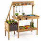 Wooden Chef Pretend Kitchen Playset with Planter Box, Stoves, Sink