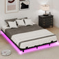 Double/King Size Floating Bed Frame with LED Lights, 4FT6/5FT Metal Slat Support Bedstead Platform Bed