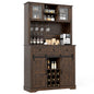 184cm Tall Buffet Storage Cabinet with Wine Rack for Pantry Dining Room