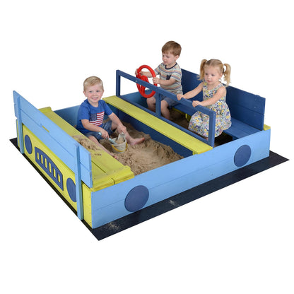 Sandpit Sandpit with Bench Folding Lid and Sandpit Liner Fir Wood Sandpit