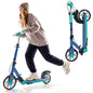 Folding Kick Scooter, 2 Flash Wheels Scooter with 3-Level Adjustable Handlebar and Rear Foot Brake