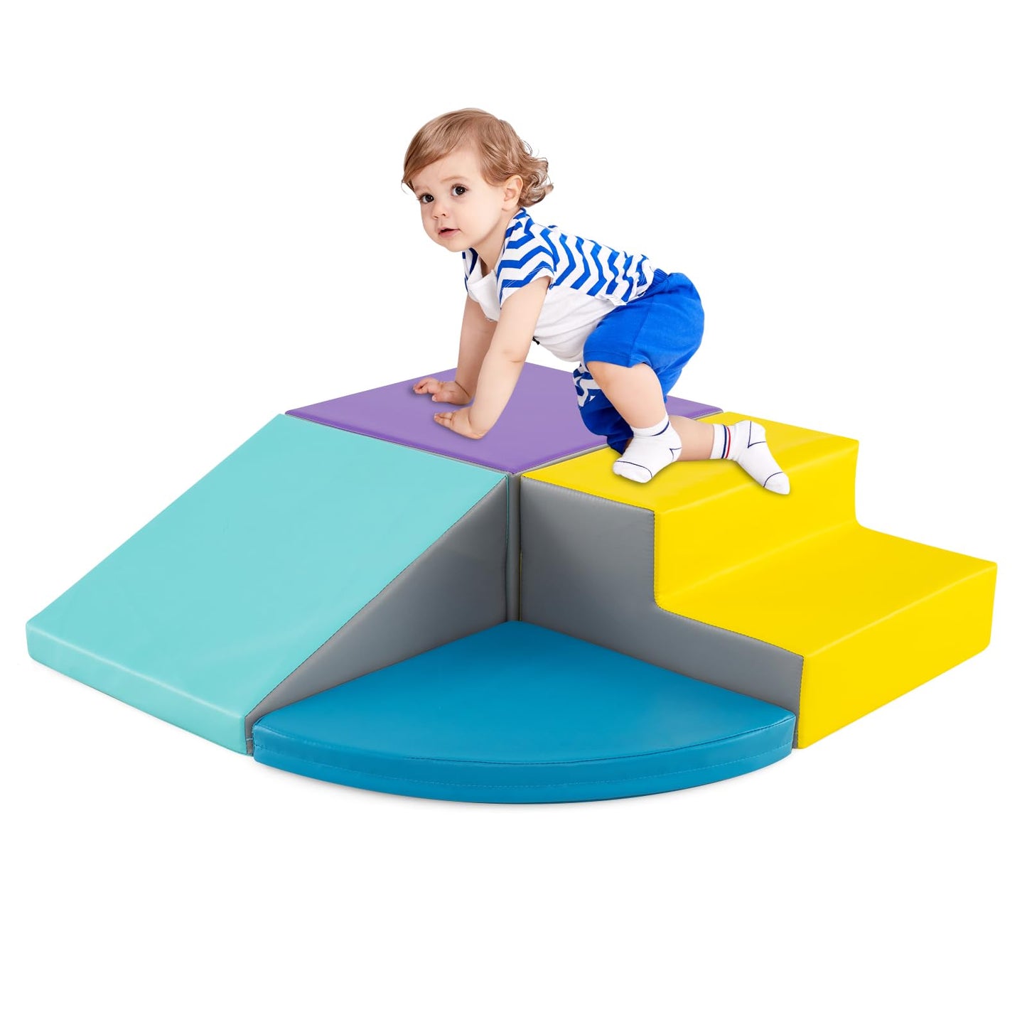 4-Piece Climb and Crawl Foam Block Play Set for Infant Baby