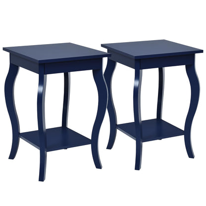 Accent End Table with Elegant Curved Legs and 2-Tier Open Storage Shelves