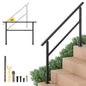 Handrail for Outdoor Steps Fits 4 Steps with Flexible Angle Adjustment