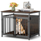 Wooden Dog Cage with Lockable Doors & Hollow Top