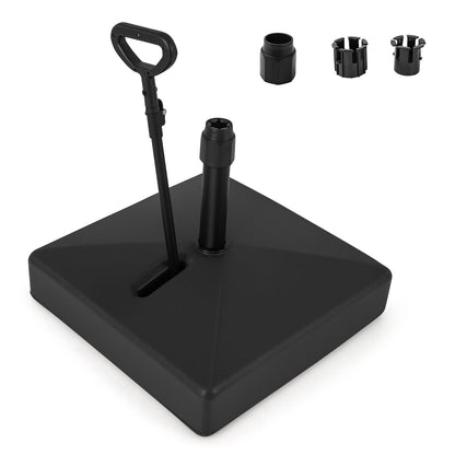 59kg Water & Sand Fillable Patio Parasol Stand with 3 Wheels and Pull Rod