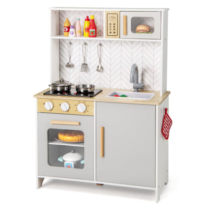 Kids Kitchen Playset with Lights and Sounds Stove Oven Sink Faucet Microwave