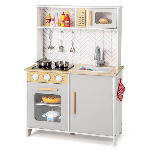 Kids Kitchen Playset with Lights and Sounds Stove Oven Sink Faucet Microwave