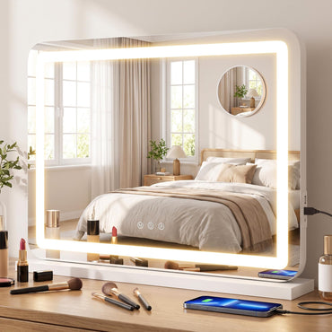LED Makeup Mirror | 10X Magnification, 3-Color Dimmable
