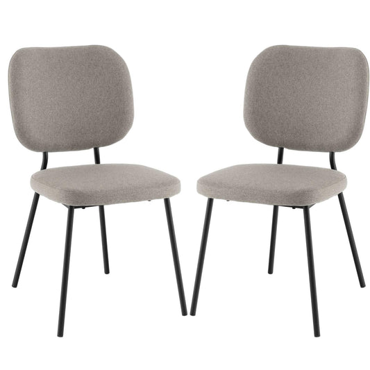 GiantexUK Dining Chairs Set of 2/4, Upholstered Linen Fabric Kitchen Chairs with Metal Legs, Padded Seat & Backrest, without Armrest