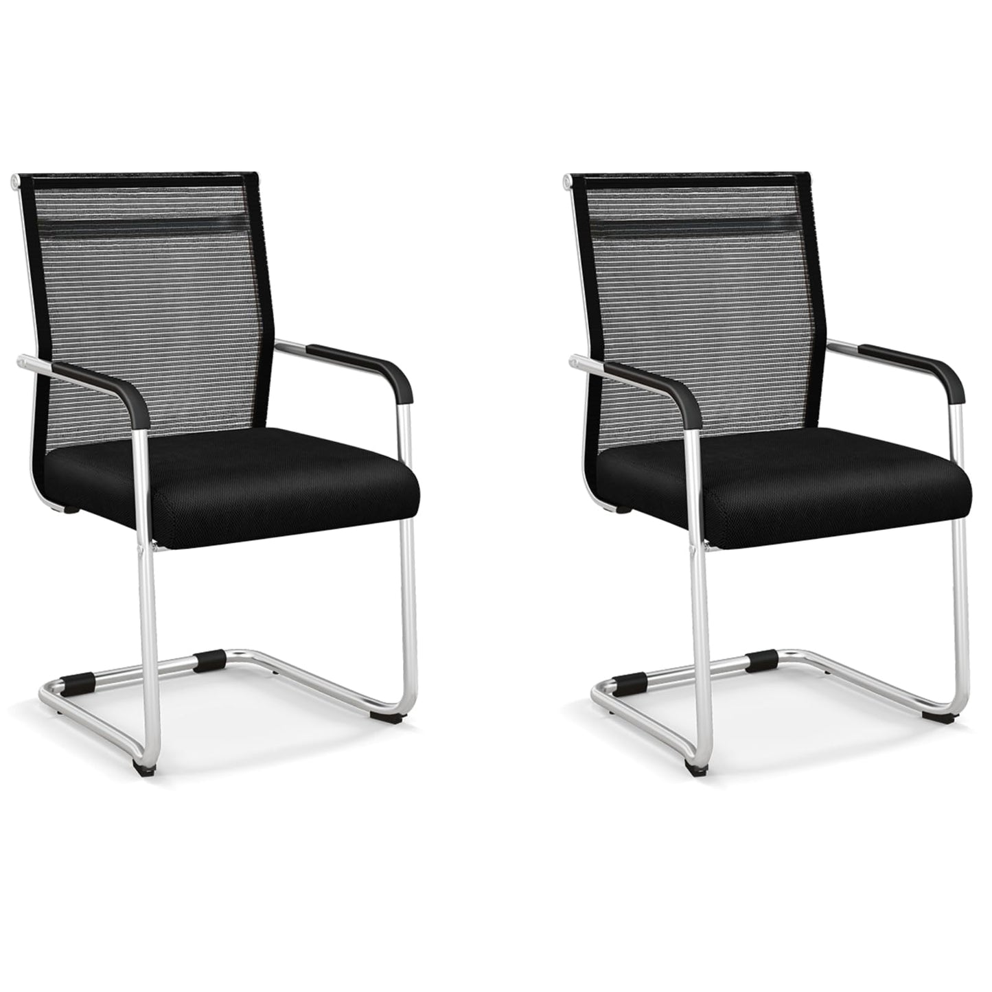 Set of 2 Executive Office Guest Chairs with Metal Sled Base