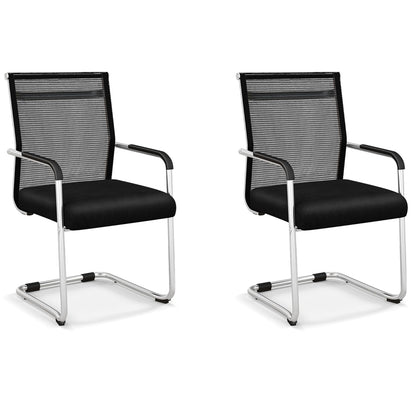 Set of 2 Executive Office Guest Chairs with Metal Sled Base