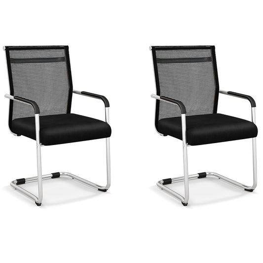 Set of 2 Executive Office Guest Chairs with Metal Sled Base