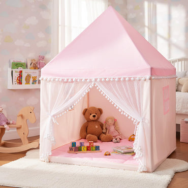 Children's Wooden Frame Playhouse Tent with Mat