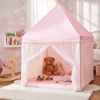 Children's Wooden Frame Playhouse Tent with Mat