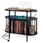 LED Record Player Stand with Charging Station