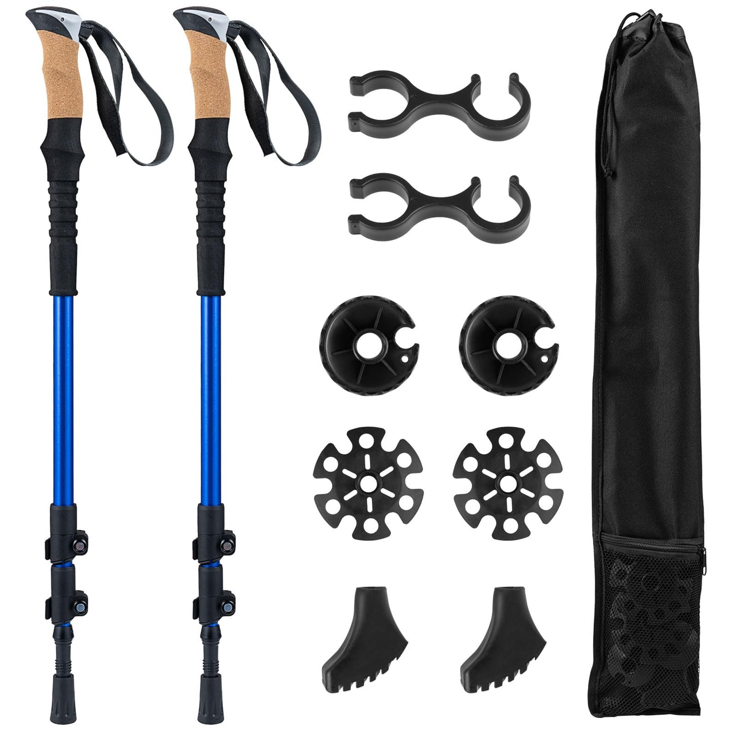 Retractable Hiking Poles Pair of 2 with EVA and Natural Cork Grips
