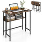 Small Folding Desk 80 CM with Storage Shelf & Drop Leaf for Home Office
