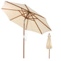 2.7/3m Wooden Patio Parasol Sun Shade Umbrella with 8 Ribs