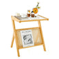 Bamboo Accent Bedside Table with Tempered Glass Top