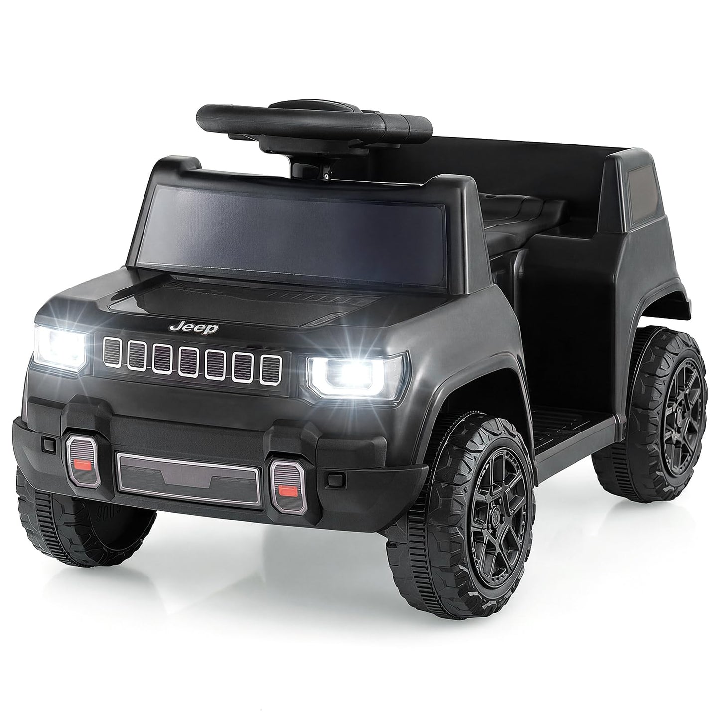 12V Kids Ride on Car, Licensed Jeep Electric Vehicle with LED Lights