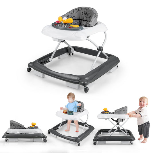 5 in 1 Baby Walker Foldable Push Along Walkers with Adjustable Height