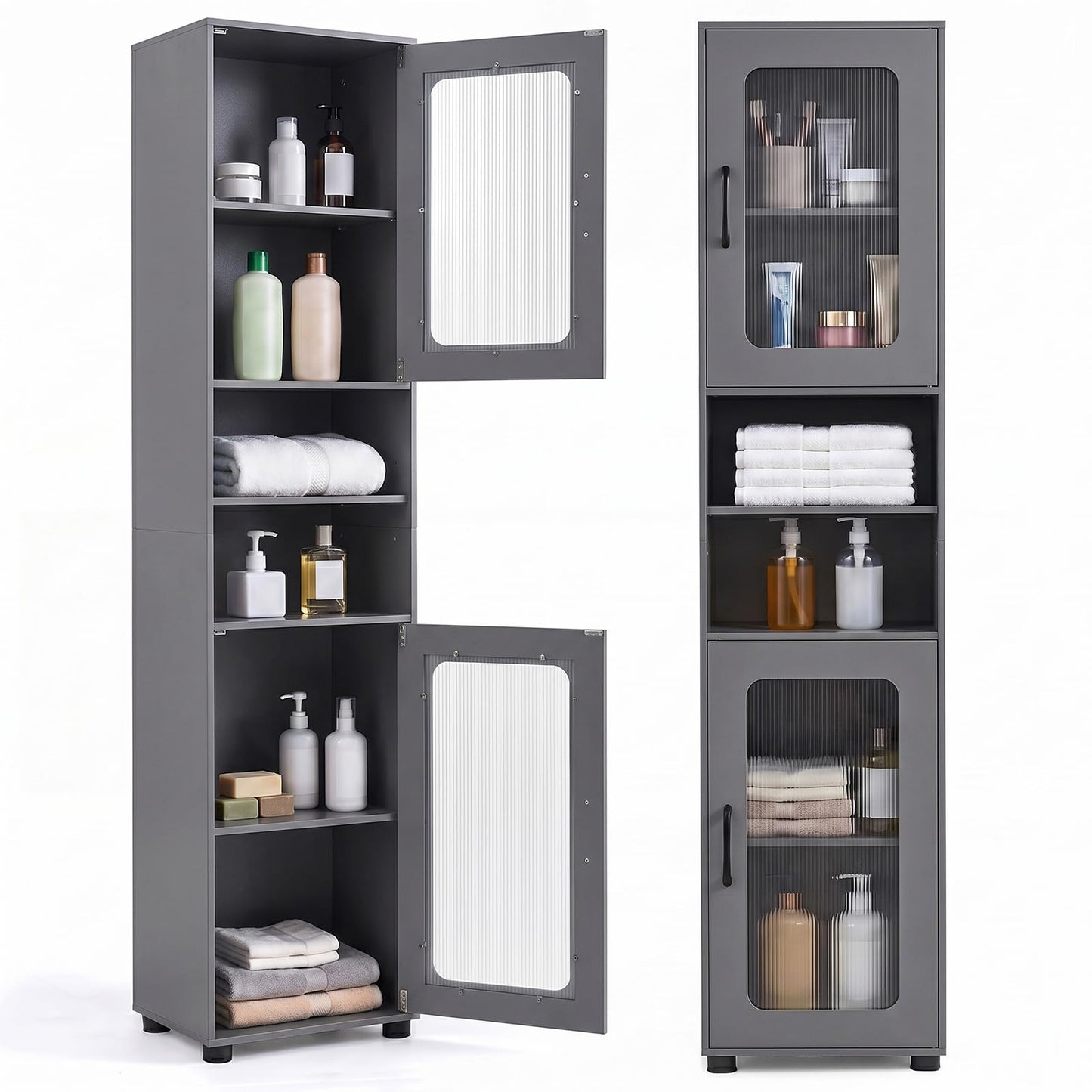 Tall Bathroom Cabinet, Freestanding Storage Cupboard