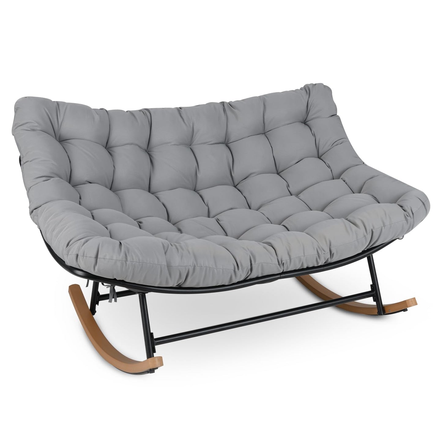 Outdoor Rocking Chair, Oversized Patio Wicker Egg Chair