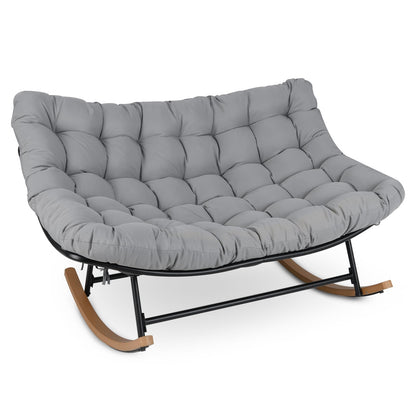 Outdoor Rocking Chair, Oversized Patio Wicker Egg Chair