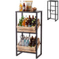 3-Tier Drink Crate Rack, Metal Bottle Storage Shelf with 3 Adjustable Angles & 2 Hooks