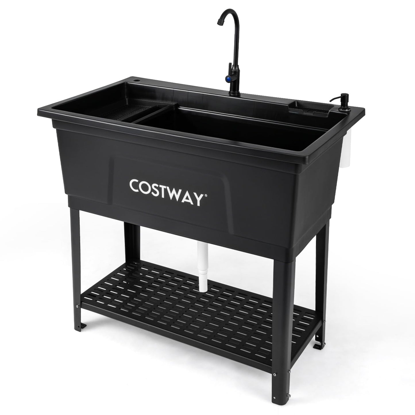 100L Kitchen Sink, Free Standing Catering Sink with Rotating Faucet