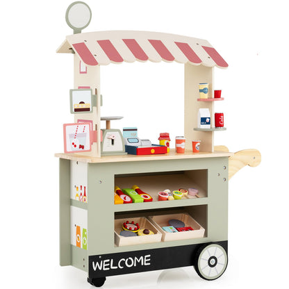 Kids Snacks and Sweets Food Cart Toy Cart Play Set with POS Machine