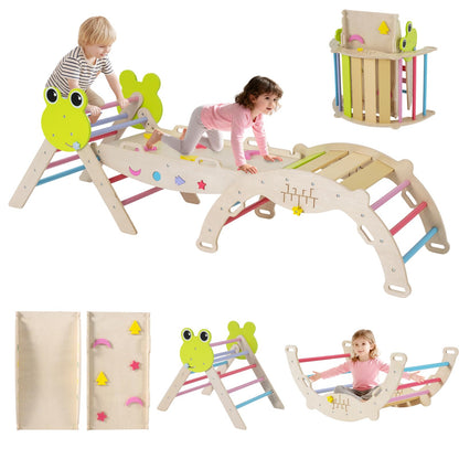 Kids Climbing Frame, Toddler Climbing Set with Arch, Reversible Ramp