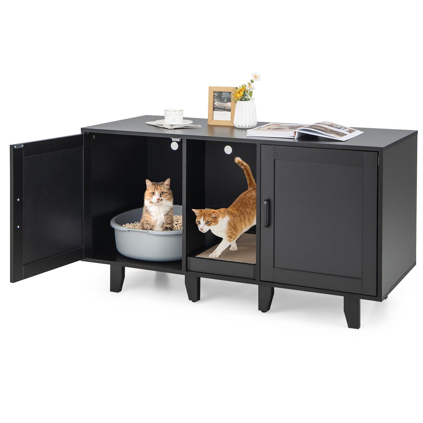 Cat Litter Box Enclosure with Scratching Board