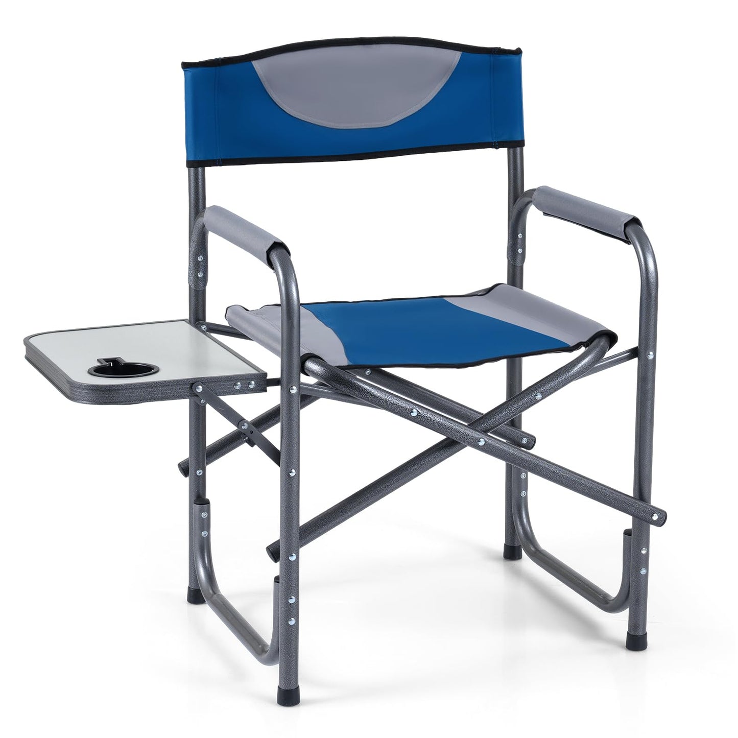 Folding Directors Chair, Oversized Camping Chairs with Side Table and Cup Holder