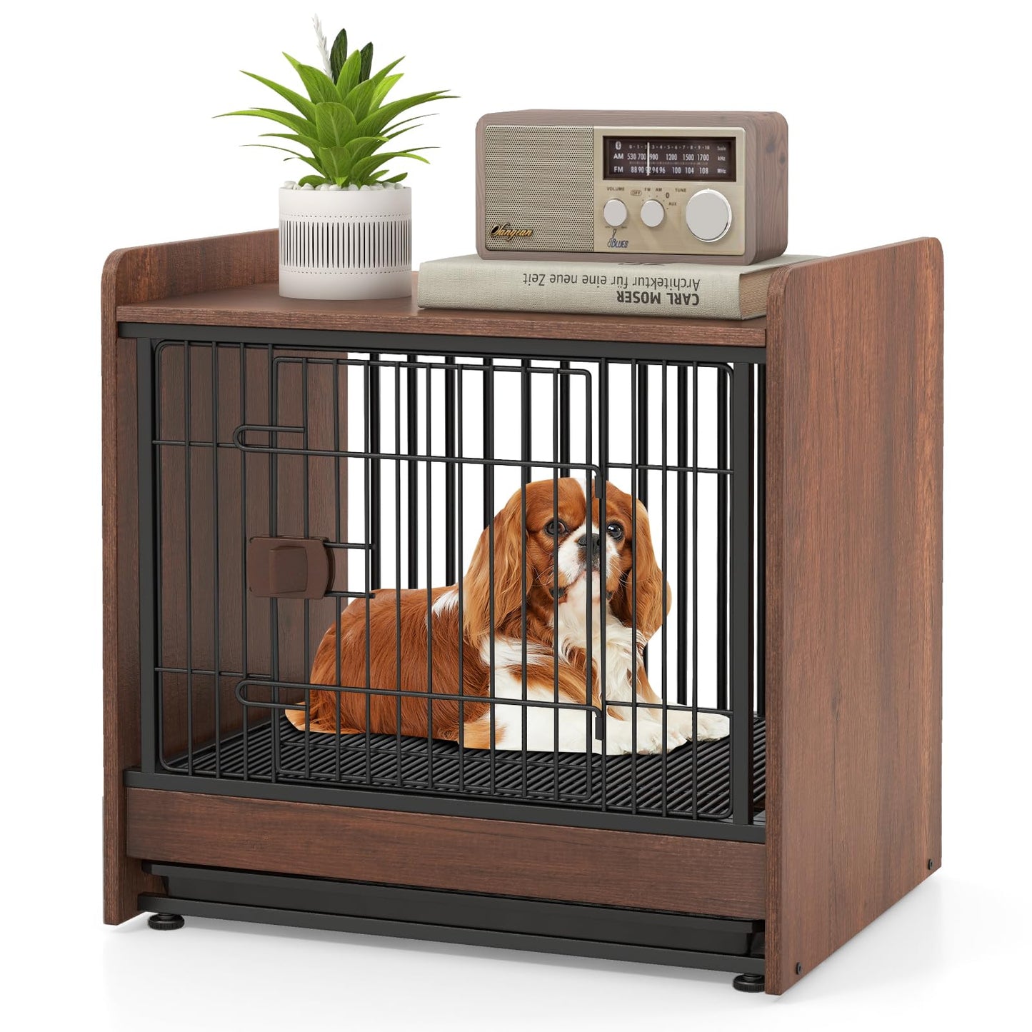 Indoor Dog Crate Furniture with Removable Tray and Lockable Door
