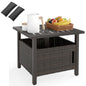 Outdoor Side Table with 2 Weighted Sand Bags and 4.9cm Umbrella Hole
