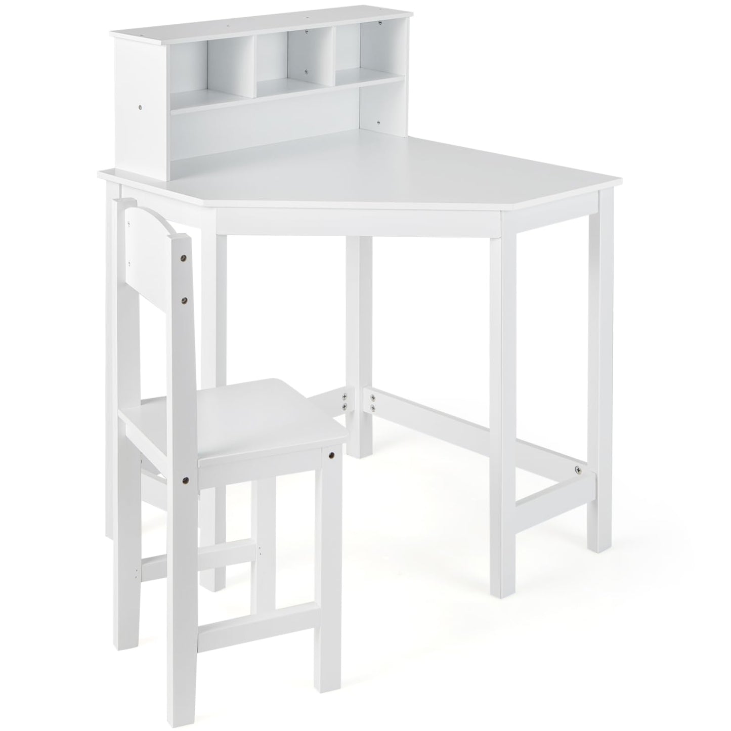 Kids Corner Desk and Chair Set with Chair and Hutch