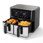 8L Dual Zone Air Fryer, 10-In-1 Presets Airfryer Oven with Sync Finish & Match Cook, LED Digital Touch Screen, 85% Less Fat, Nonstick Dishwasher Safe Baskets, Large Family Size,
