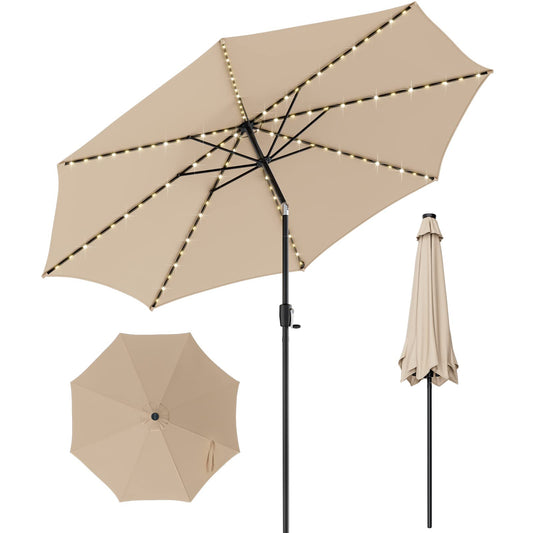 112 Solar Powered LED Lights Patio Umbrella with Tilt