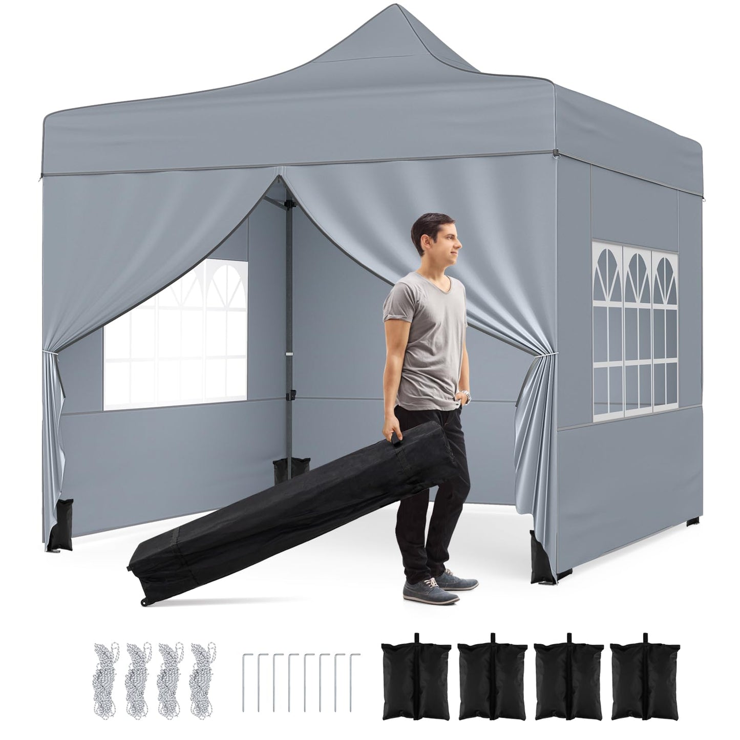 Pop up Gazebo, Outdoor Canopy Tent with 4 Removable Sidewall